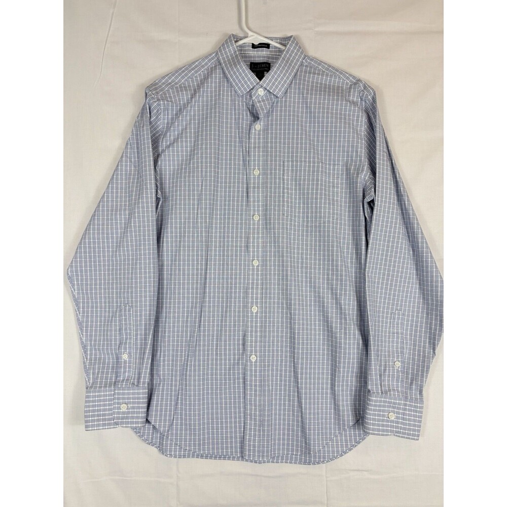 J. Crew Thompson Shirt L/S Button Flex Wrinkle Free Blue Plaid Men’s 16-16 1/2